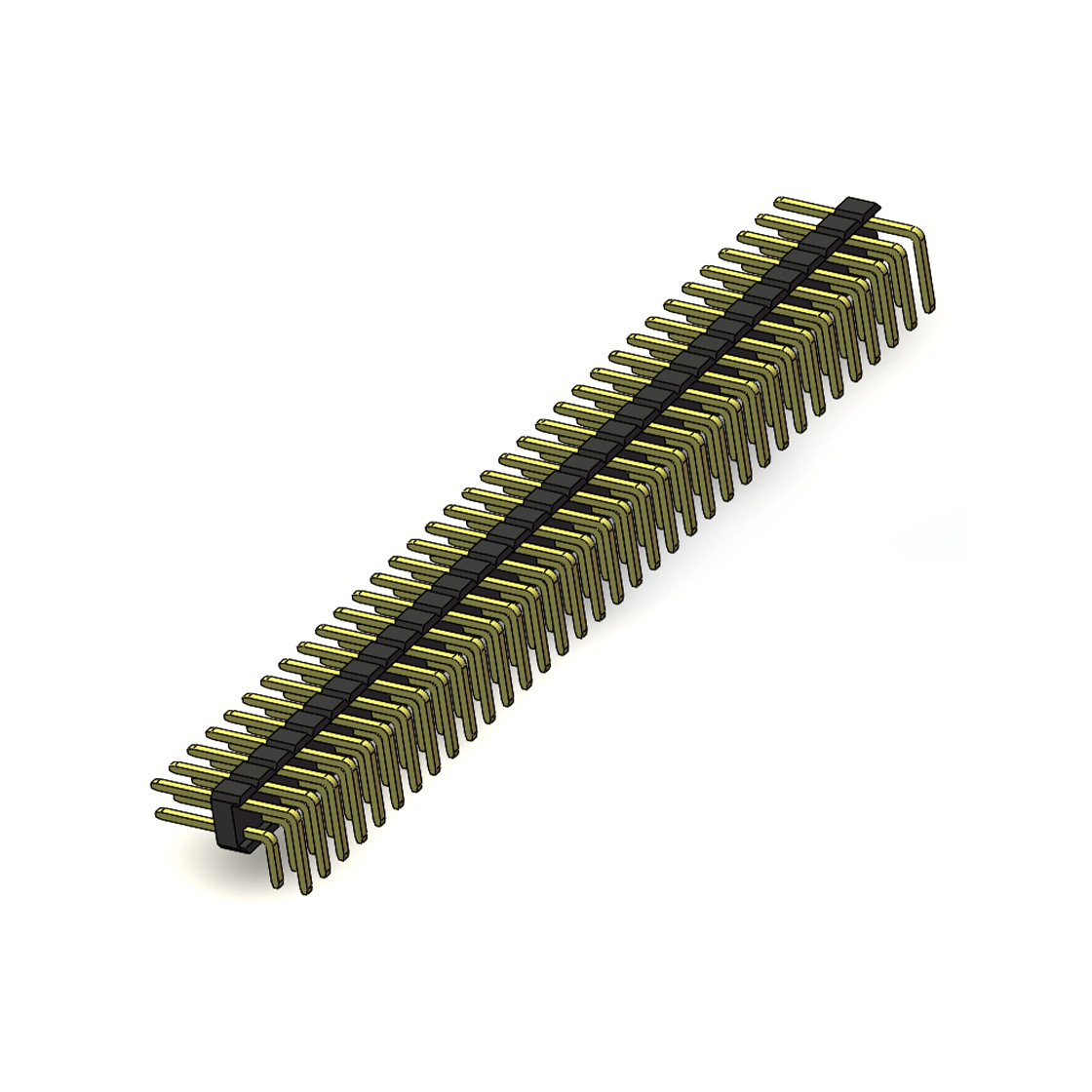PH2541 排针连接器 Pitch 2.54mm 90° 双排 DIP 单塑排针 PA:4.0 PC:3.0 2X35Pin 黑色 PA6T，94V-0 镀全金G/F